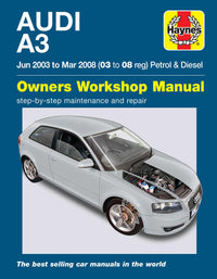 Audi A3 Petrol & Diesel (Jun 2003-Mar 2008) Haynes Repair Manual Printed Book Front Cover