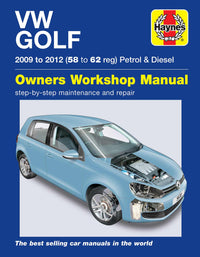 Golf Petrol & Diesel (2009-2012) Haynes Repair Manual Printed Book Front Cover