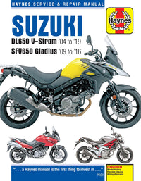 Suzuki DL650 V-Strom & SFV650 Gladius (2004-2019) Haynes Repair Manual Printed Book Front Cover