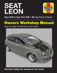 Seat Leon (Sept 2005-Sept 2012) 55 to 62 Haynes Repair Manual Printed Book Front Cover