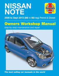 Nissan Note Petrol & Diesel (2006-Sept 2013) 06 to 63 Haynes Repair Manual Printed Book Front Cover