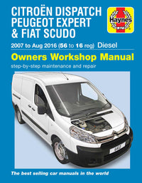 Citroen Dispatch, Peugeot Expert & Fiat Scudo Diesel 56 to 16 (2007-Aug 2016) Haynes Repair Manual Printed Book Front Cover
