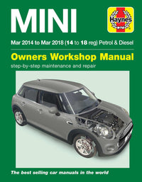 Mini Petrol & Diesel (March 2014-2018) Haynes Repair Manual Printed Book Front Cover