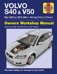 Volvo S40 & V50 Petrol & Diesel (Mar 2004-2013) Haynes Repair Manual Printed Book Front Cover