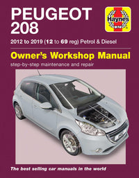 Peugeot 208 Petrol & Diesel (2012-2019) 12 to 69 reg Haynes Repair Manual Printed Book Front Cover