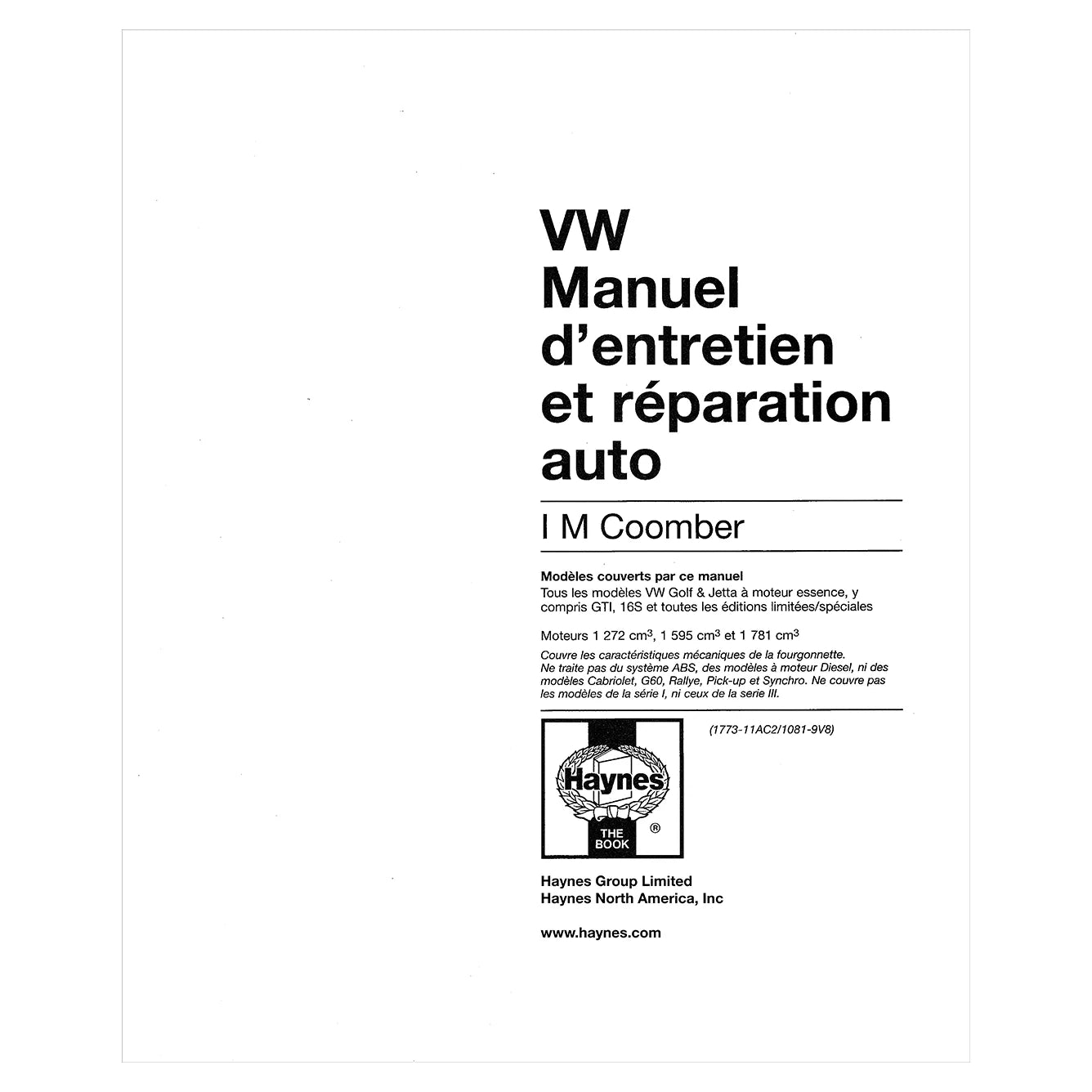 Cover of a Volkswagen repair manual with text and branding on a white background