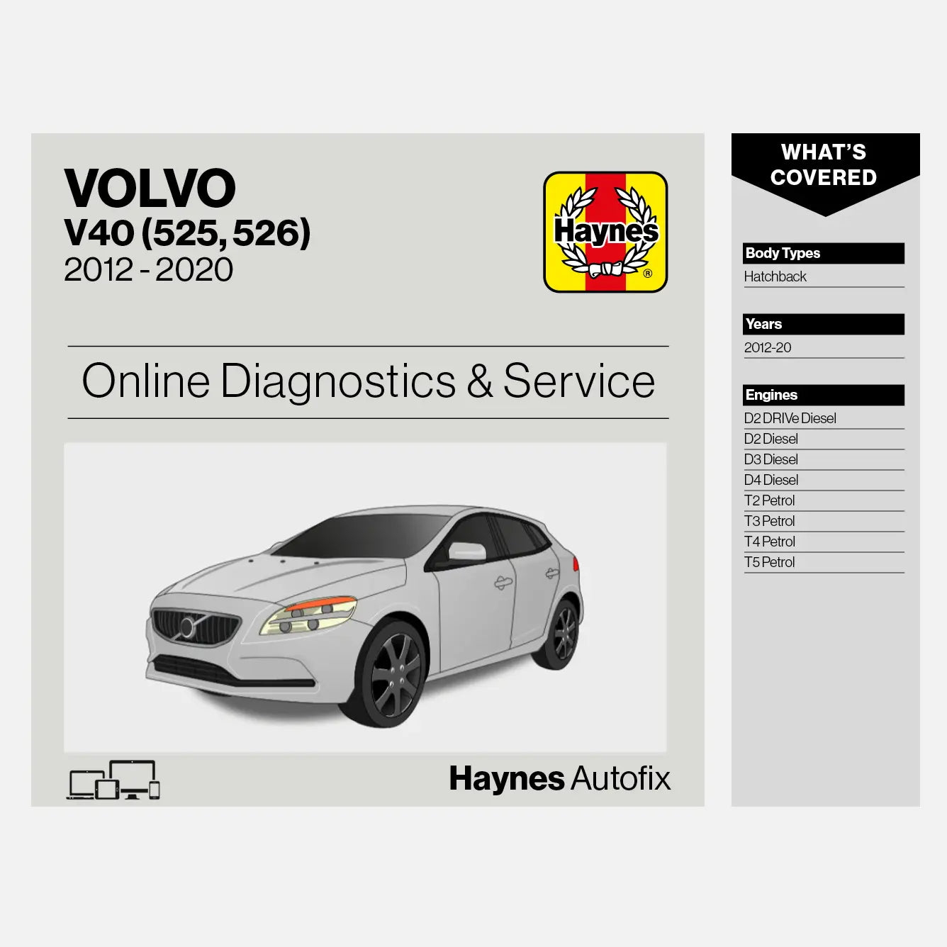 Volvo V40 (525, 526) 2012 to 2020 Haynes Online Diagnostics & Service Guide