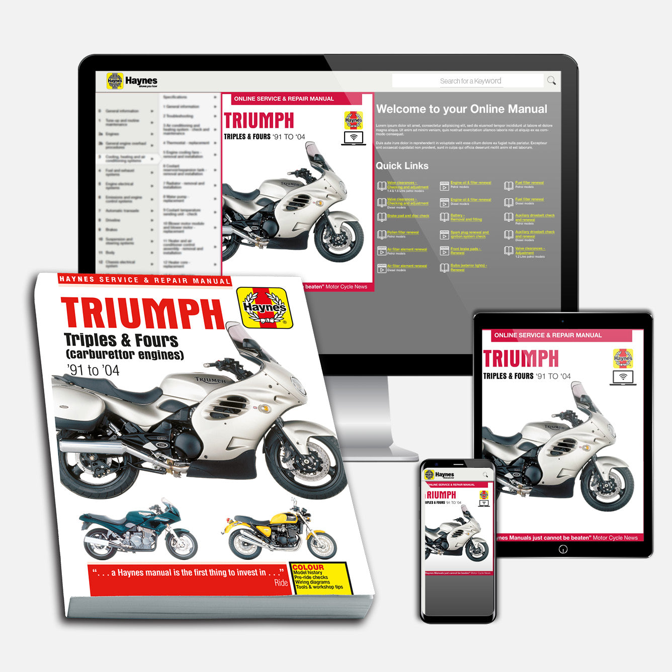 Triumph Triples & Fours (carburettor engines) (1991-2004) Haynes Repair Manual Bundle