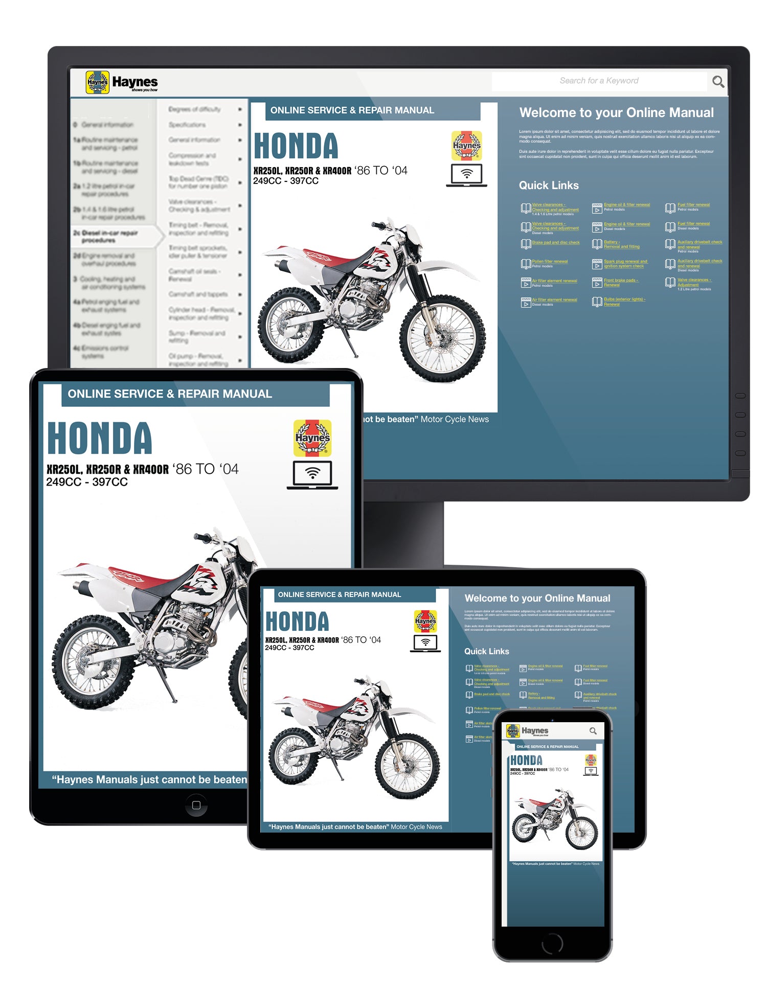 Honda XR250L, XR250R & XR400R (1986-2004) Haynes Repair Manual