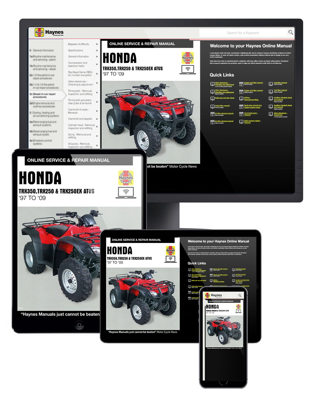 Honda Rancher, Recon & TRX250EX ATVs (1997-2009) Haynes Repair Manual