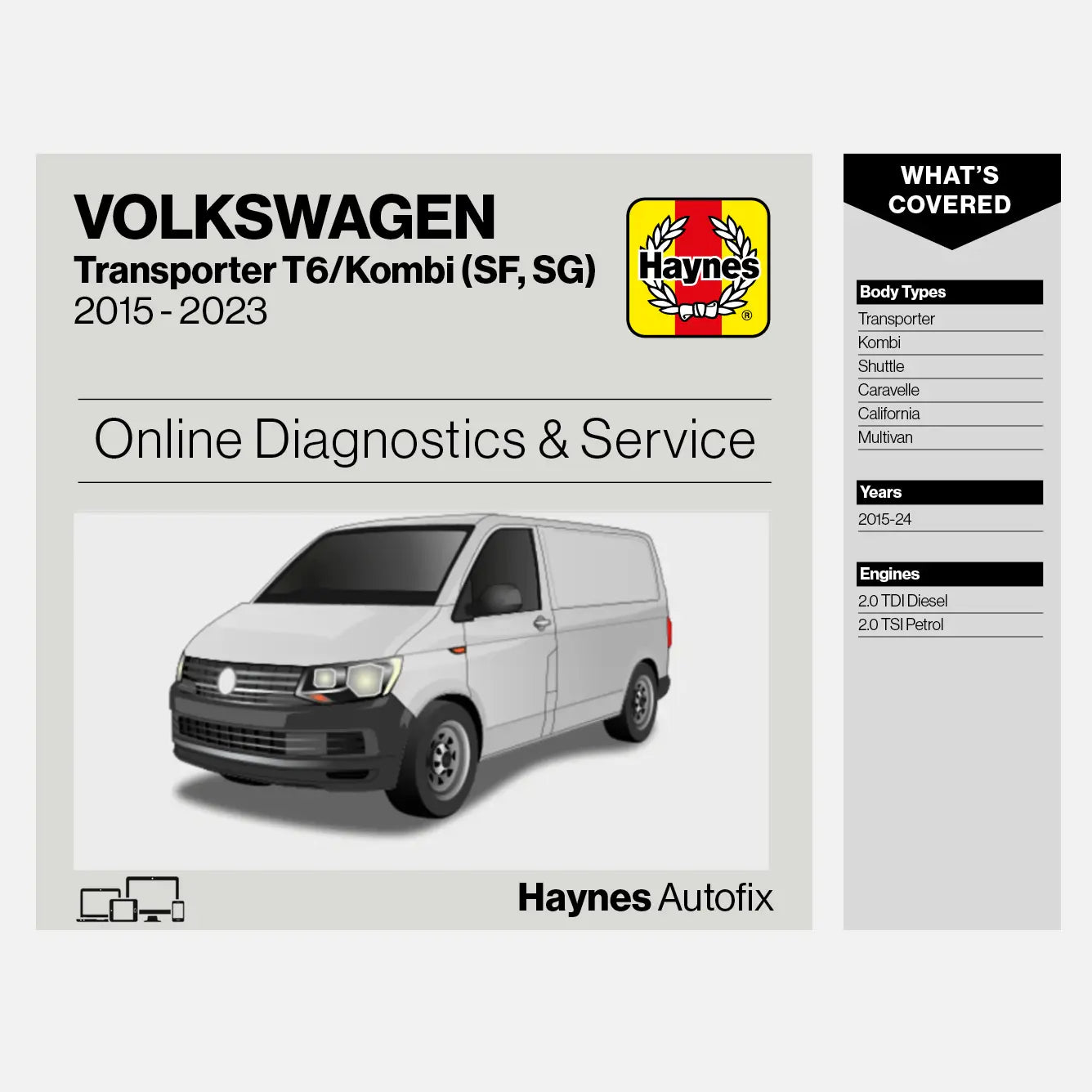 Volkswagen Transporter T6 /Kombi (SF, SG) 2015 to 2024 Haynes Online Diagnostics & Service Guide