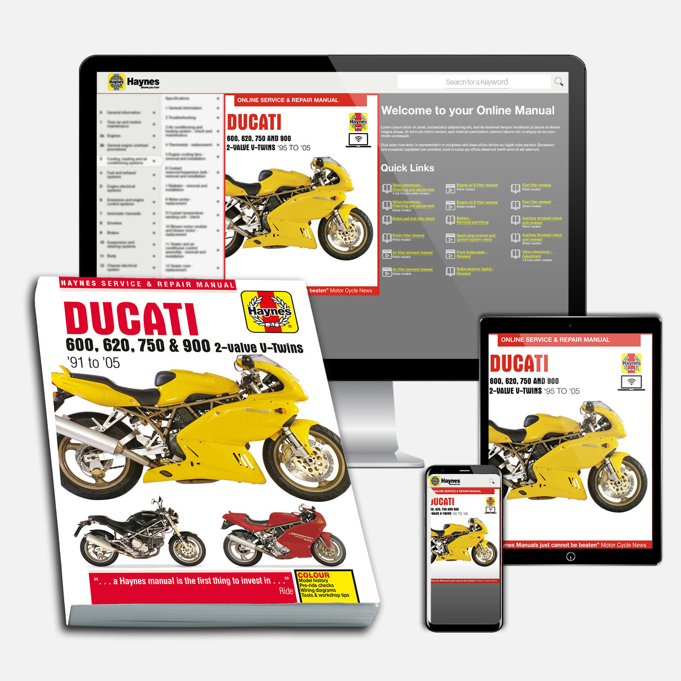 Ducati 600, 620, 750 & 900 2-valve V-Twins (1991-2005) Haynes Repair Manual Bundle