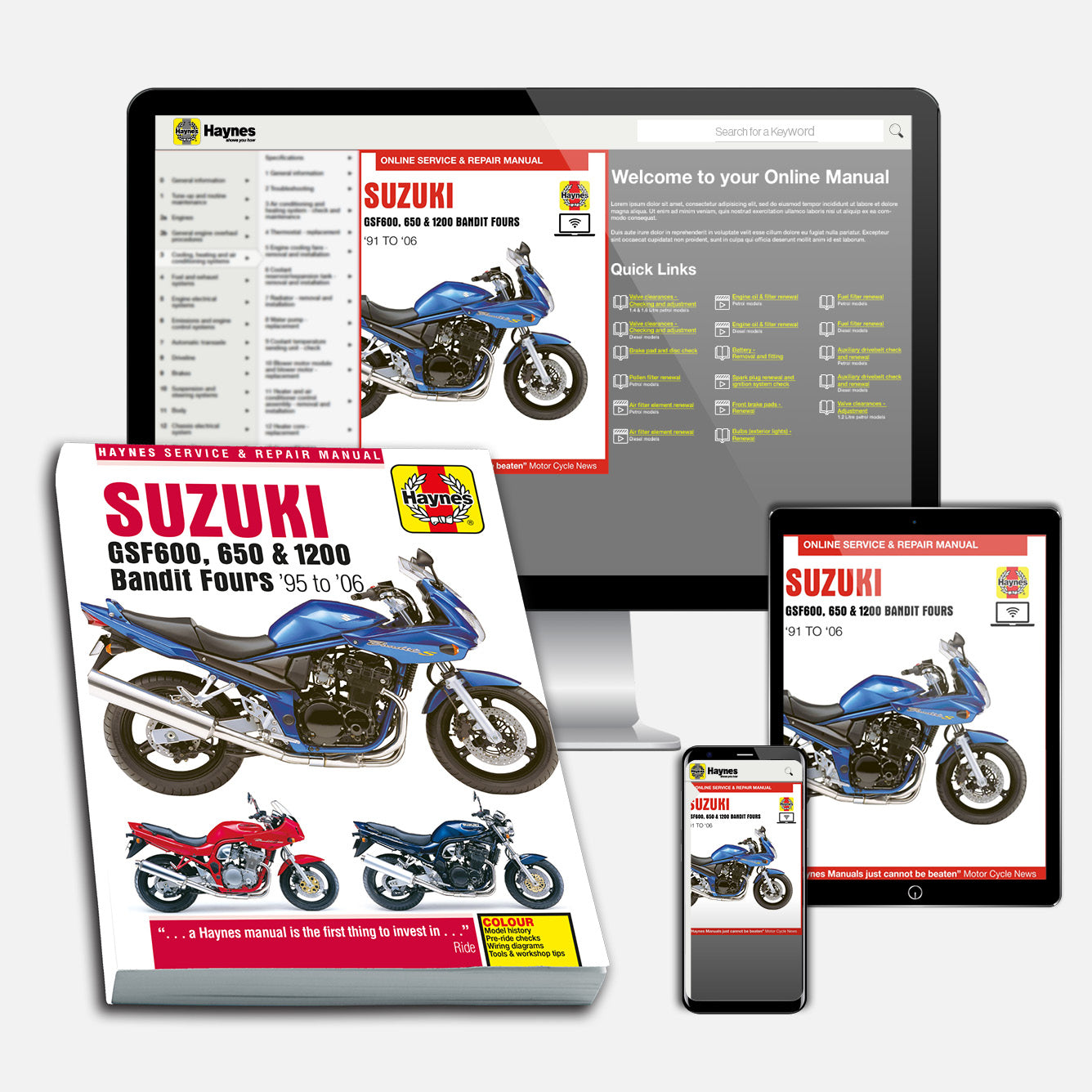 Suzuki GSF600, 650 & 1200 Bandit Fours (1995-2006) Haynes Repair Manual Bundle