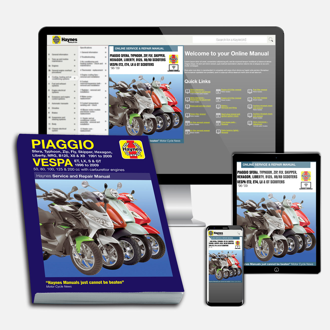 Piaggio & Vespa Scooters (1991-2009) Haynes Repair Manual Bundle
