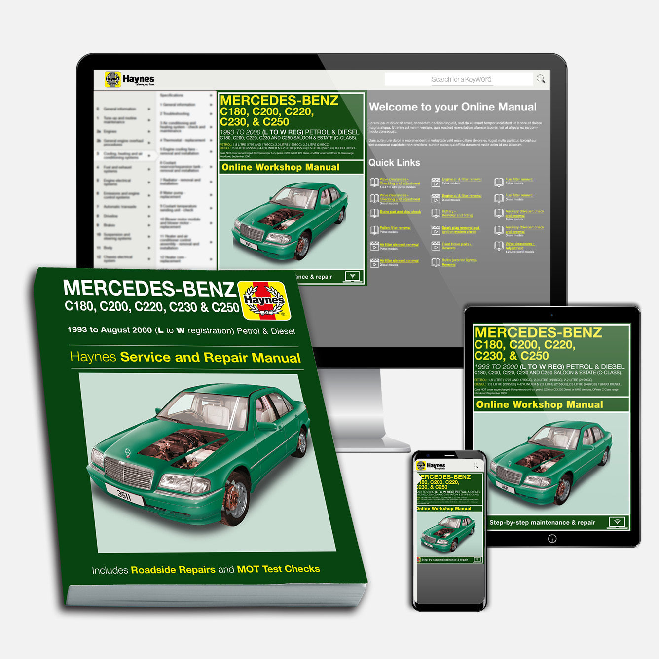 Mercedes-Benz C-Class Petrol & Diesel (1993-Aug 2000) Haynes Repair Manual Bundle