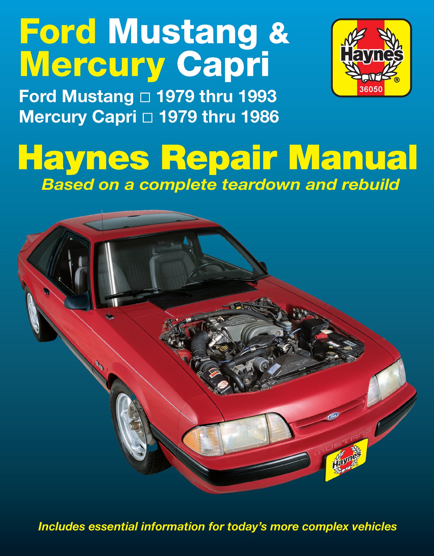 Ford Mustang, Ghia & Cobra (1979-1993) & Mercury Capri, Ghia & RS (1979-1986) in-line 4 cyl & 6 cyl, V6 & V8 Haynes Repair Manual (USA) Printed Book