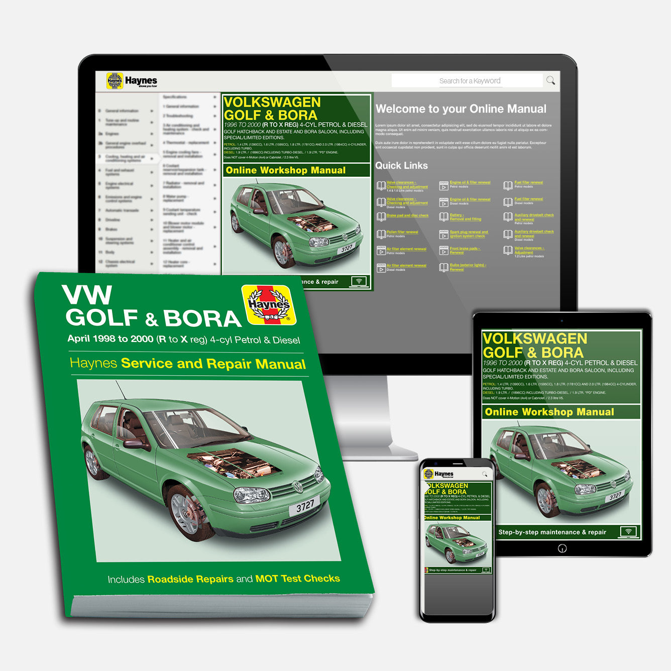 Volkswagen Golf & Bora Petrol & Diesel (April 1998-2000) Haynes Repair Manual