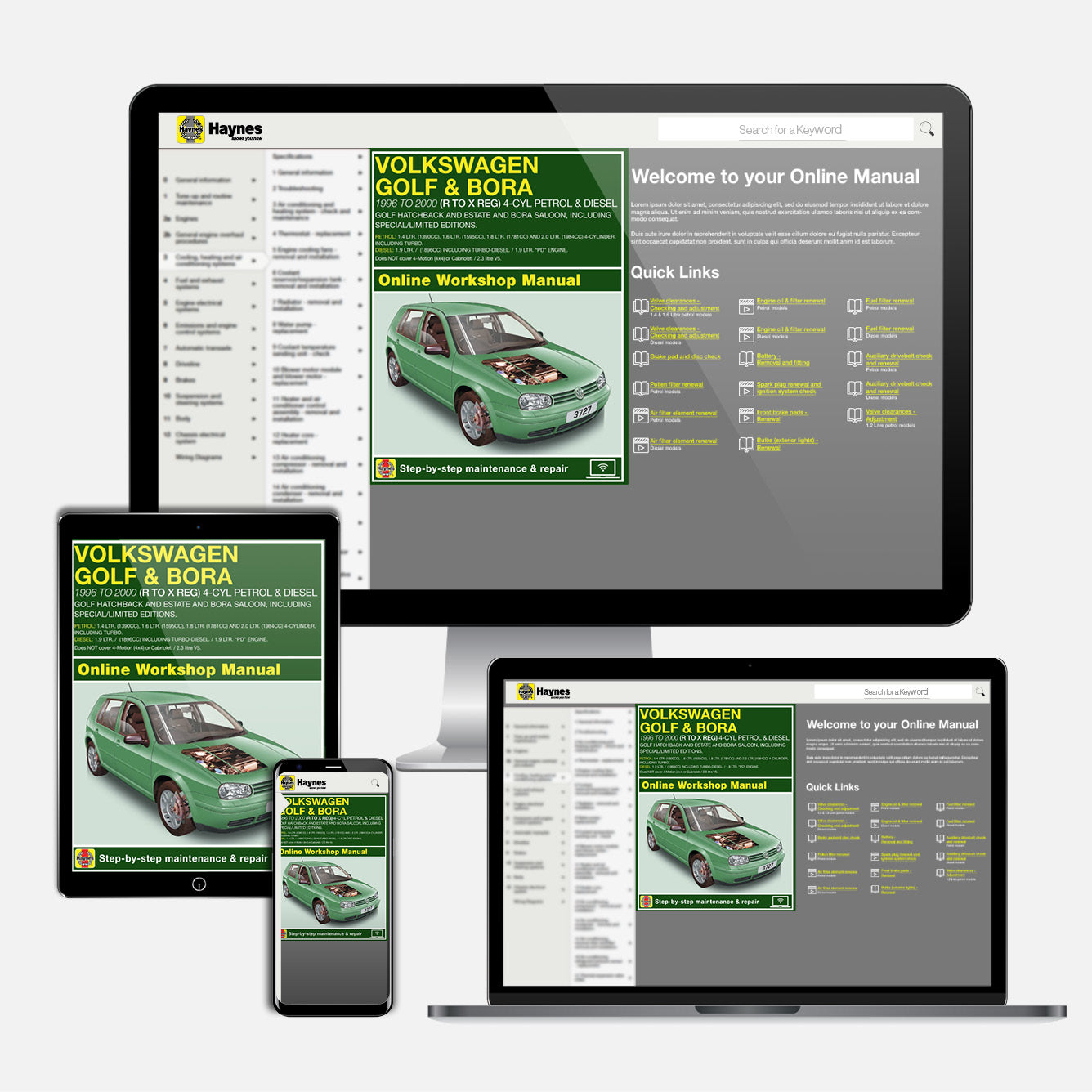 Volkswagen Golf & Bora Petrol & Diesel (April 1998-2000) Haynes Repair Manual