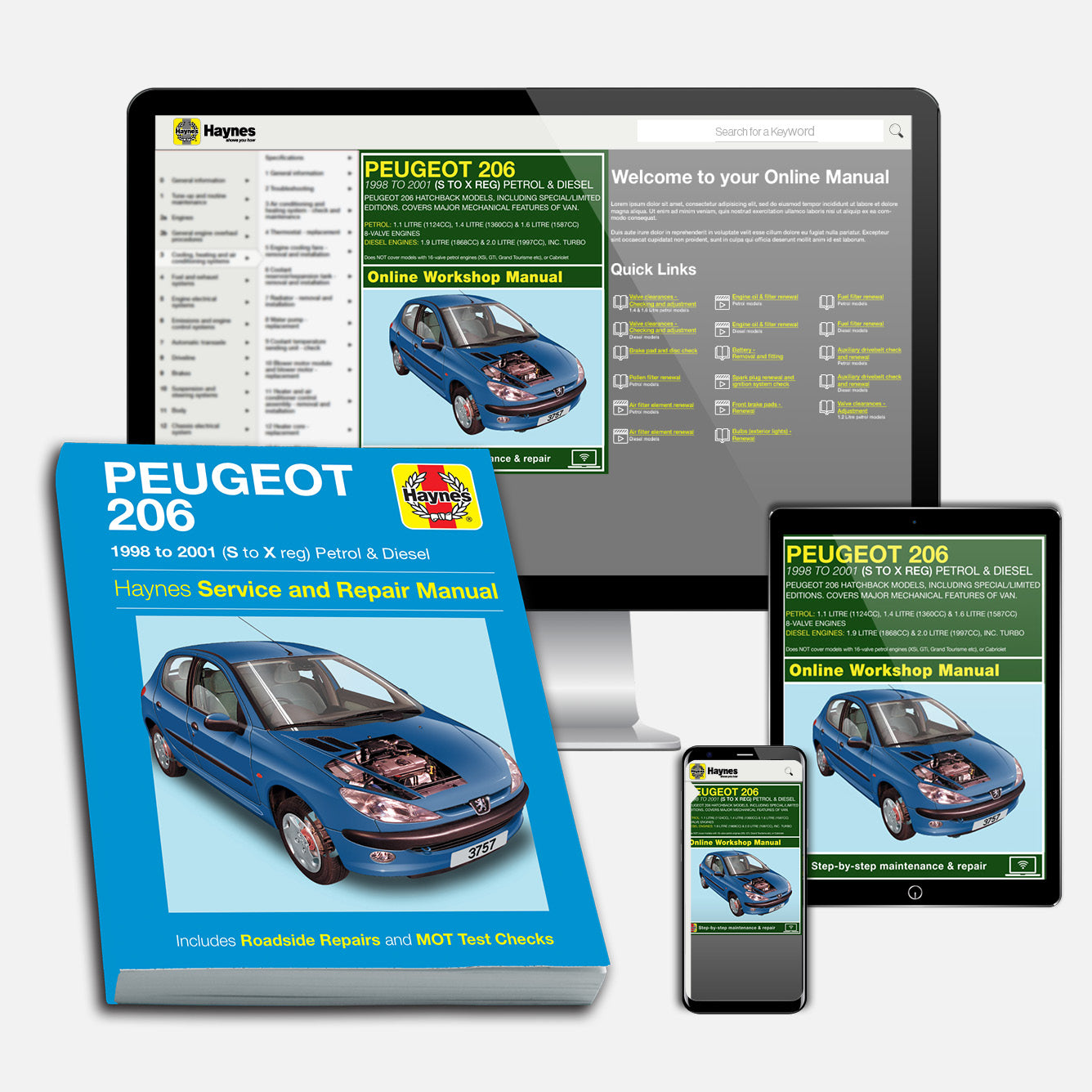 Peugeot 206 Petrol & Diesel (1998-2001) Haynes Repair Manual