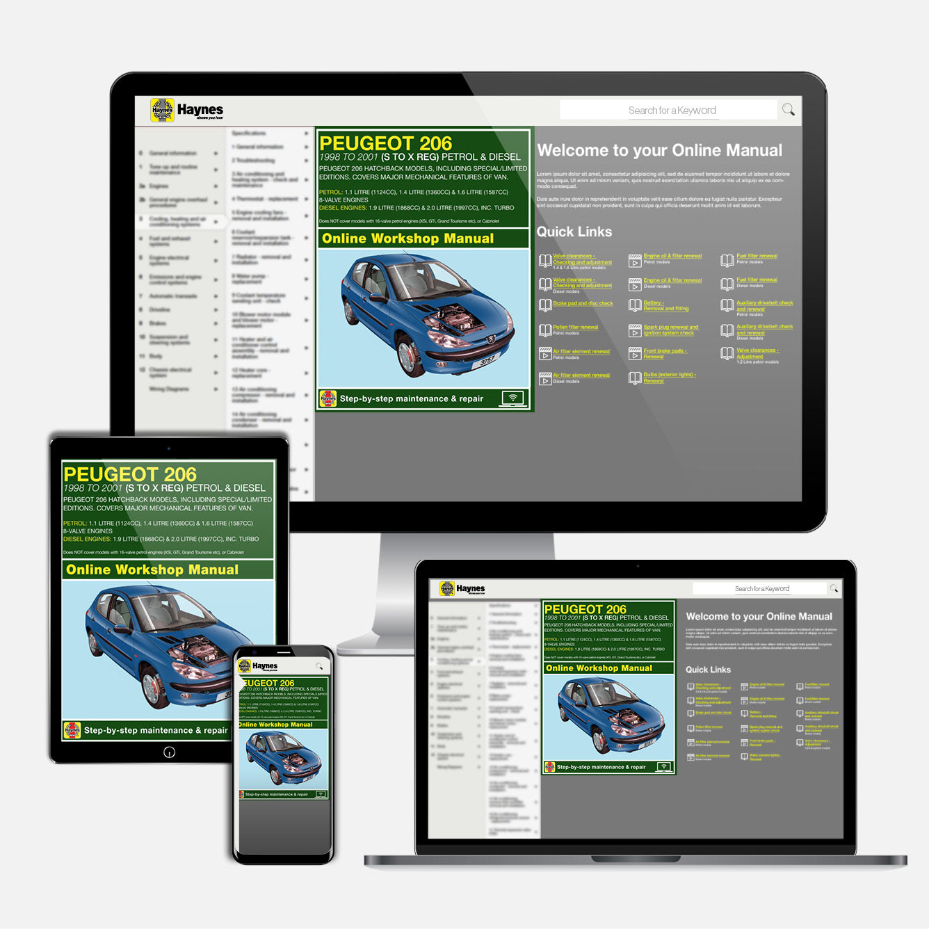 Peugeot 206 Petrol & Diesel (1998-2001) Haynes Repair Manual
