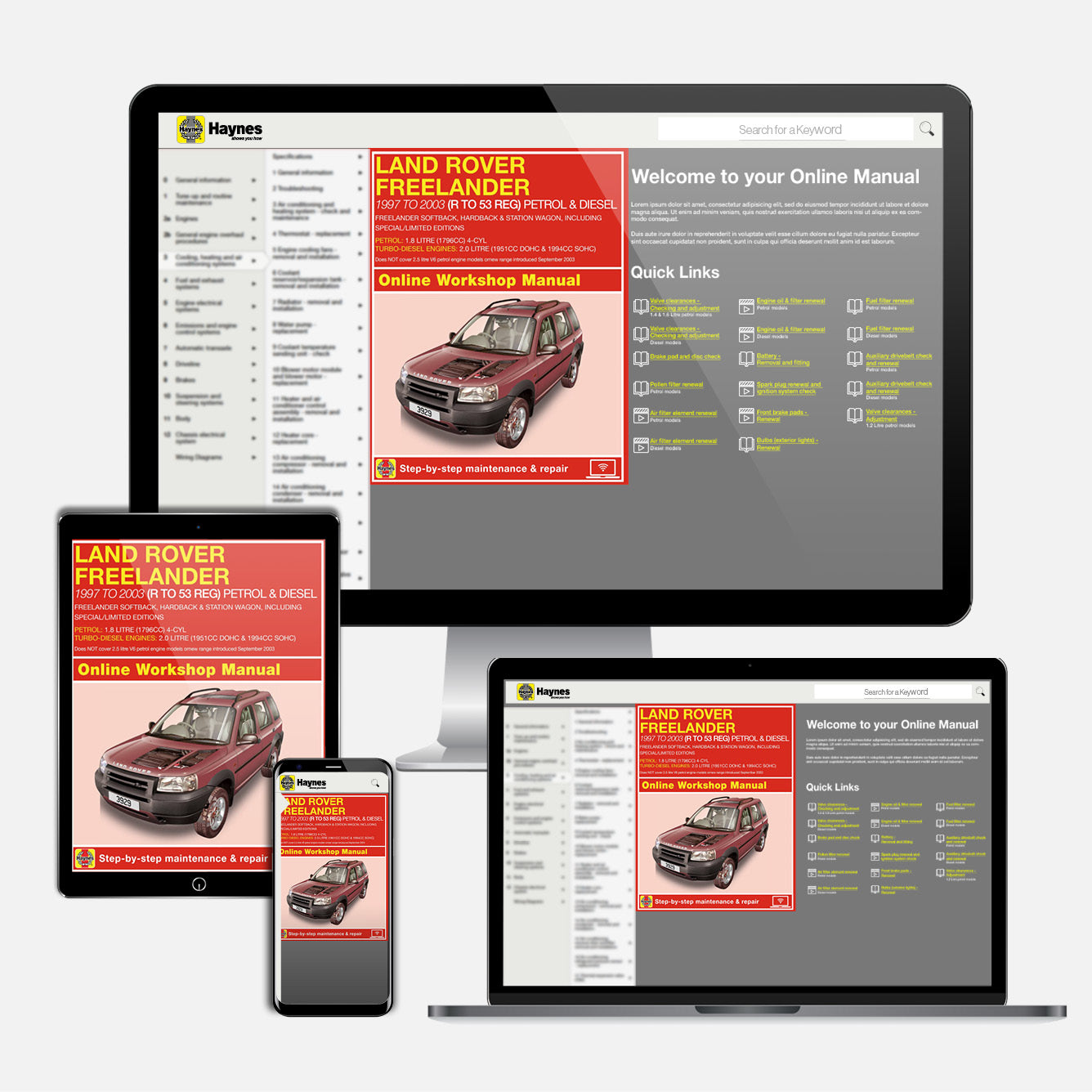 Land Rover Freelander Petrol & Diesel (1997-Sept 2003) R to 53 Haynes Online Manual Online Manual