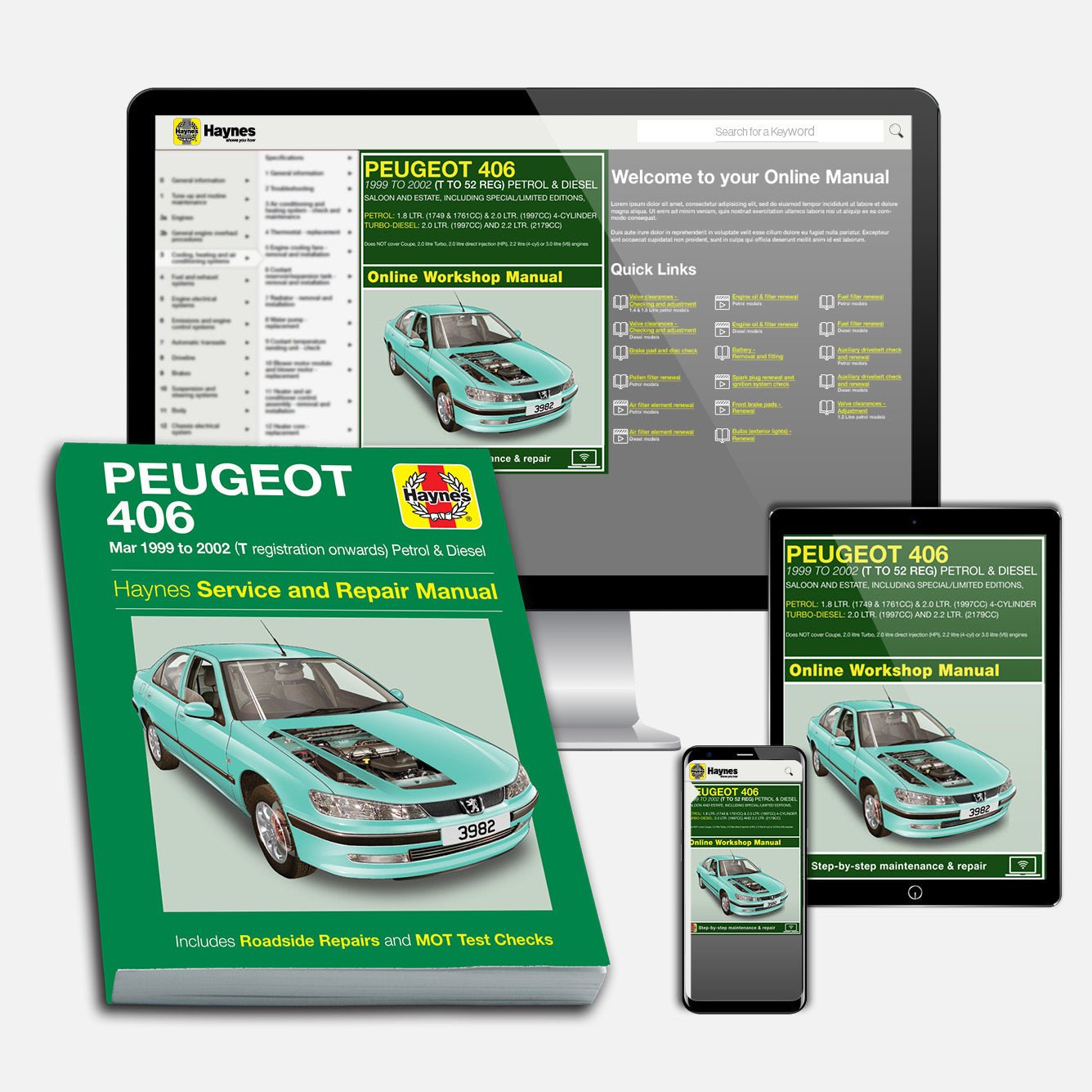 Peugeot 406 Petrol & Diesel (Mar 1999-2002) Haynes Repair Manual Bundle