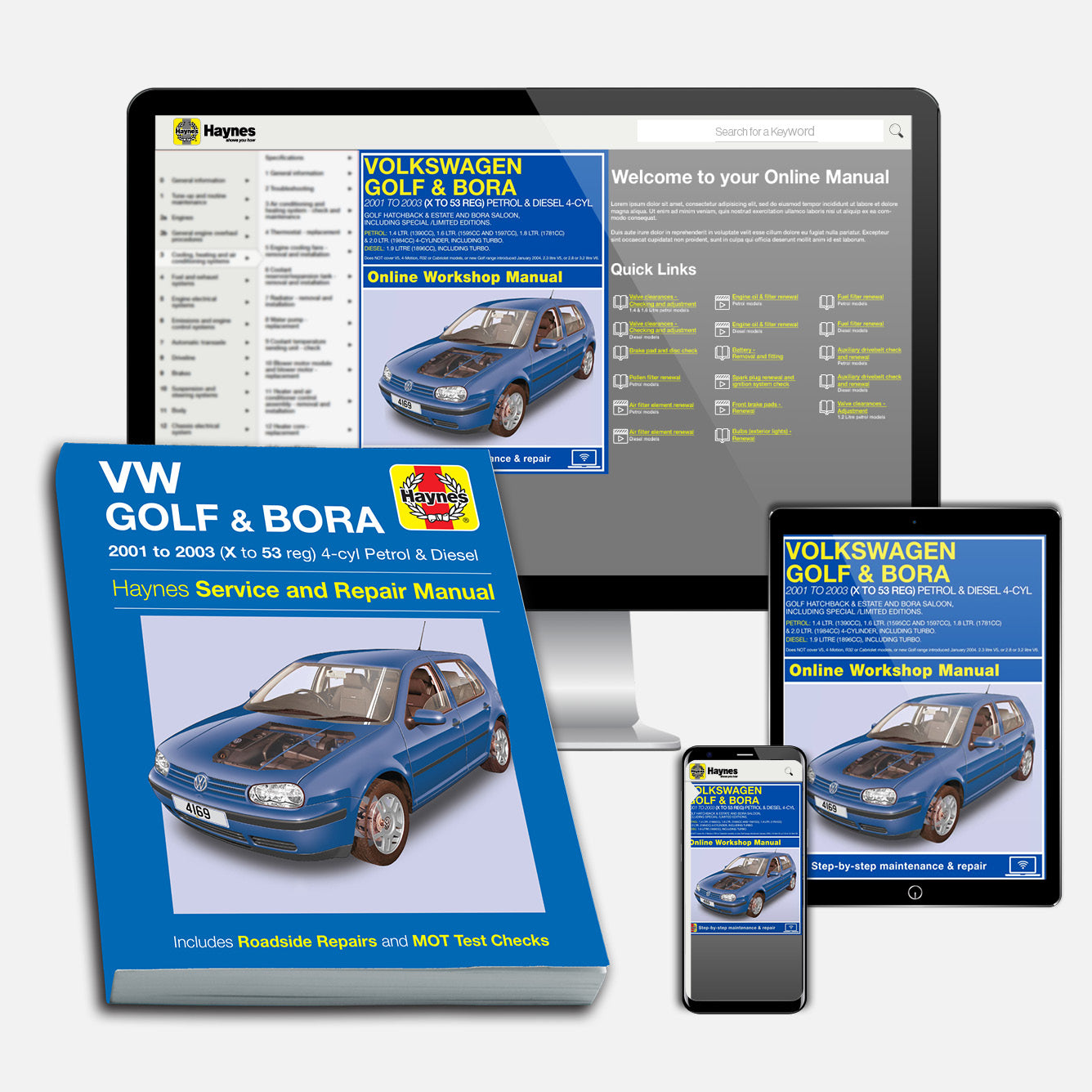 Volkswagen Golf & Bora 4-cyl Petrol & Diesel (2001-2003) Haynes Repair Manual Bundle