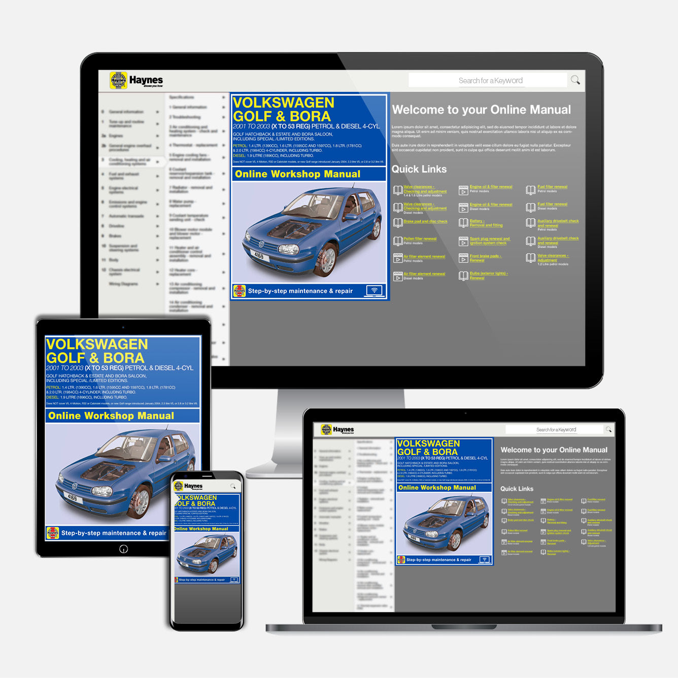 Volkswagen Golf & Bora 4-cyl Petrol & Diesel (2001-2003) Haynes Repair Manual