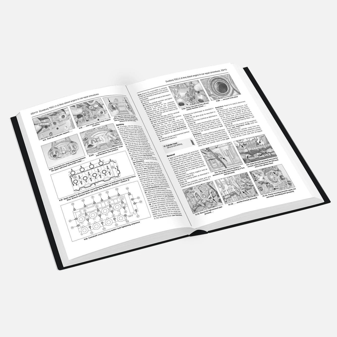 Open book with illustrations and text on a white background