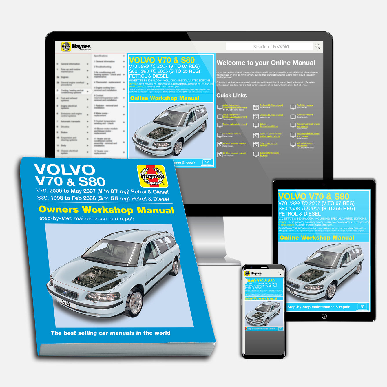 Volvo V70 / S80 Petrol & Diesel (1998-2007) Haynes Repair Manual Bundle