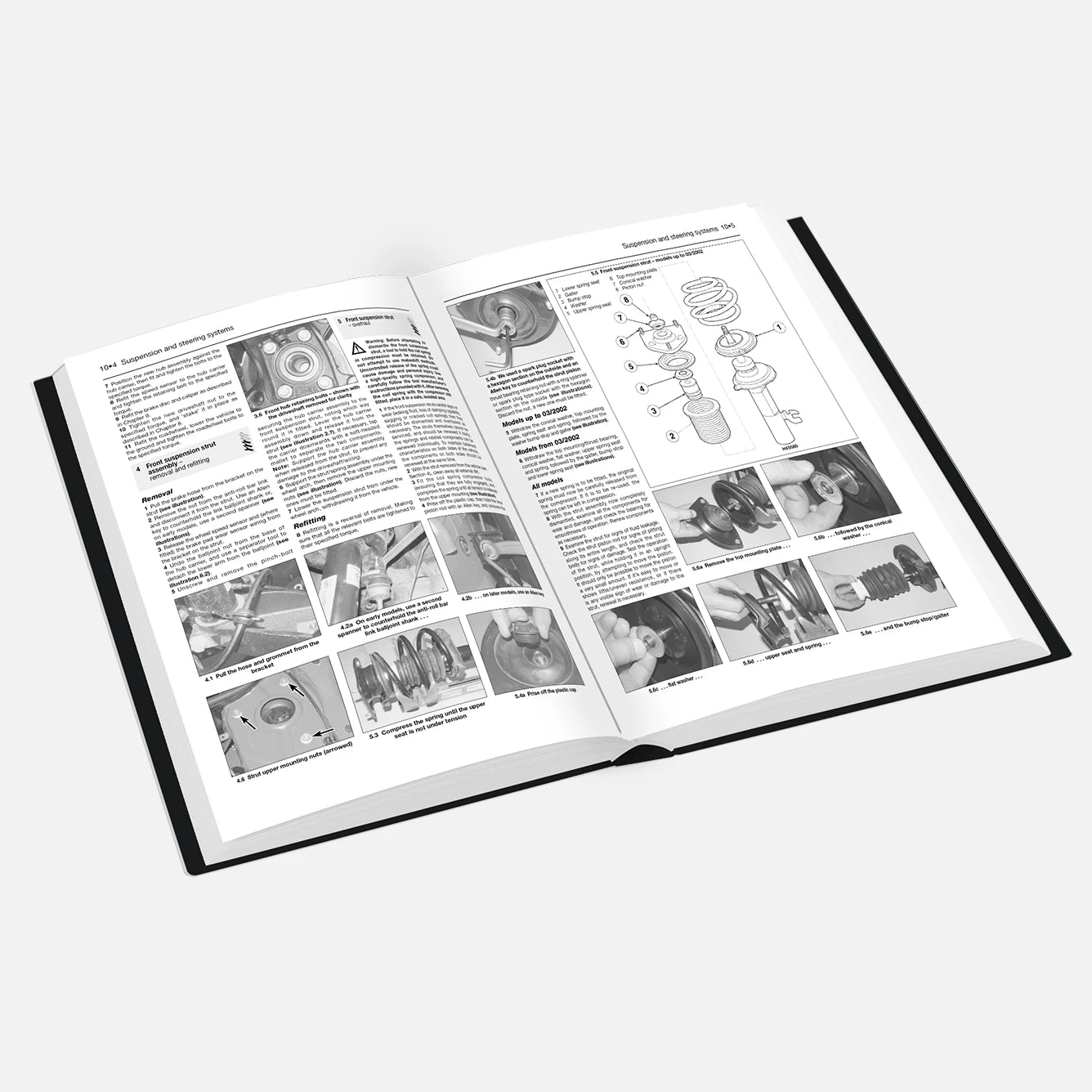 Open book with text and images on a white background