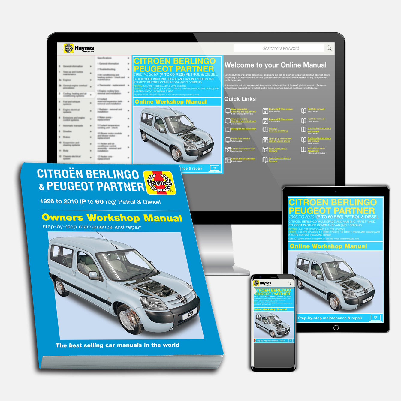 Citroen Berlingo & Peugeot Partner Petrol & Diesel (1996-2010) Haynes Repair Manual