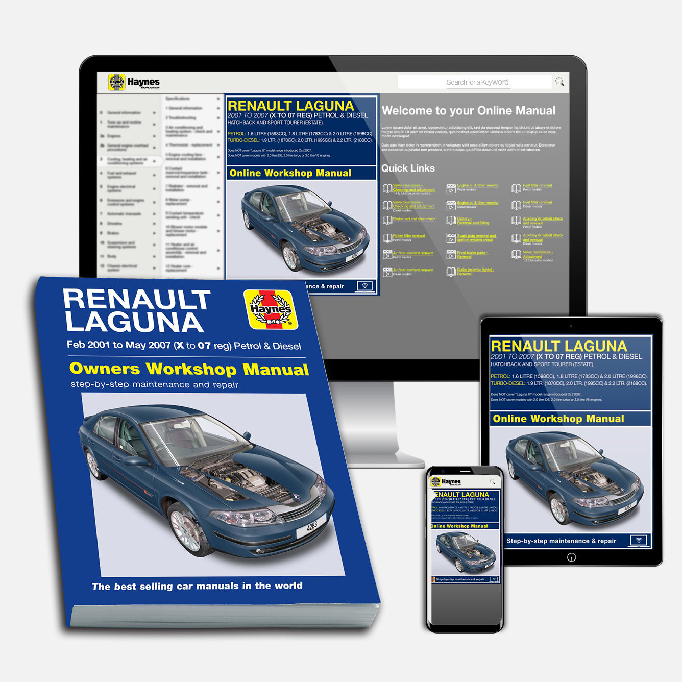 Renault Laguna Petrol & Diesel (Feb 2001-May 2007) Haynes Repair Manual Bundle