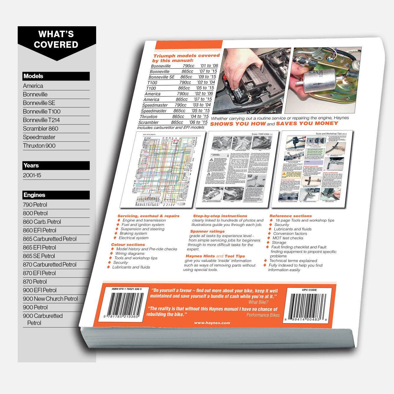 Booklet with motorcycle repair manual pages on a white background