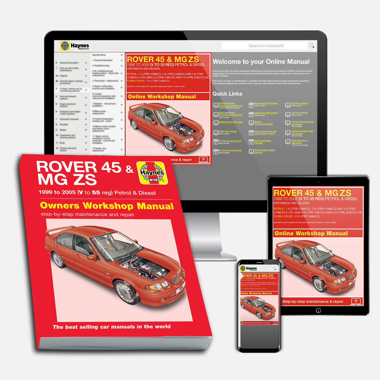 Rover 45 / MG ZS Petrol & Diesel (1999-2005) Haynes Repair Manual Bundle