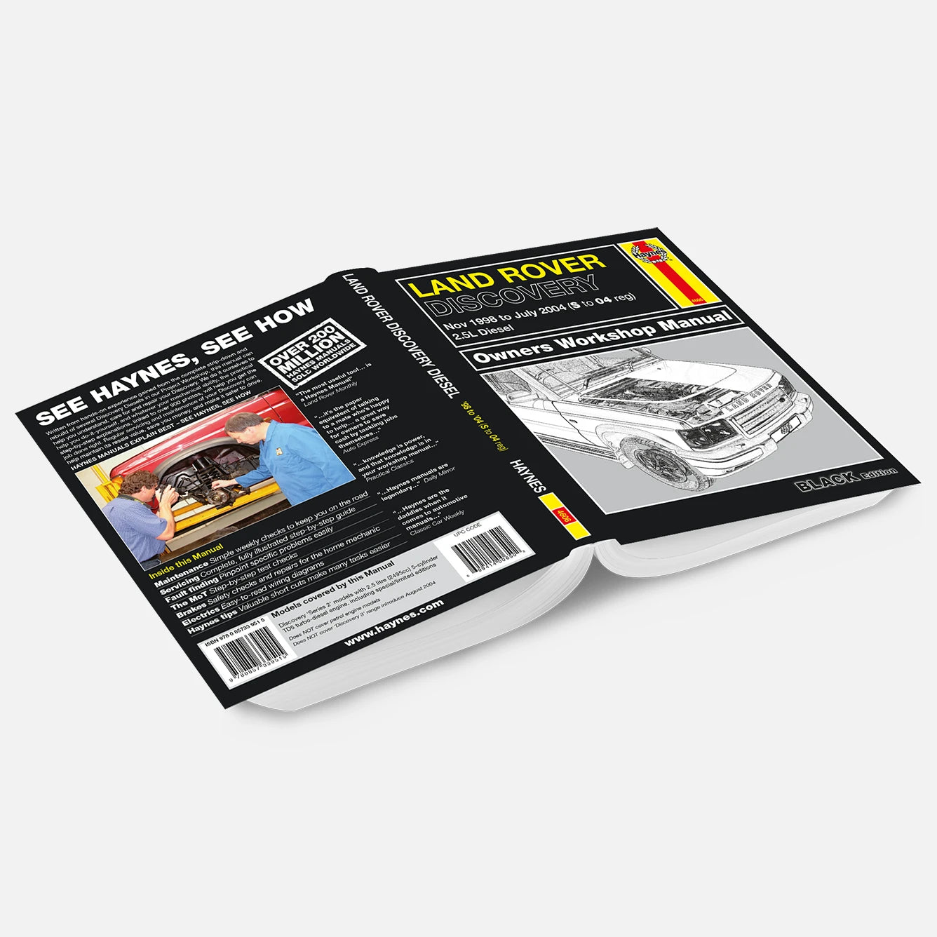 Haynes Land Rover Discovery owners workshop manual on a white background