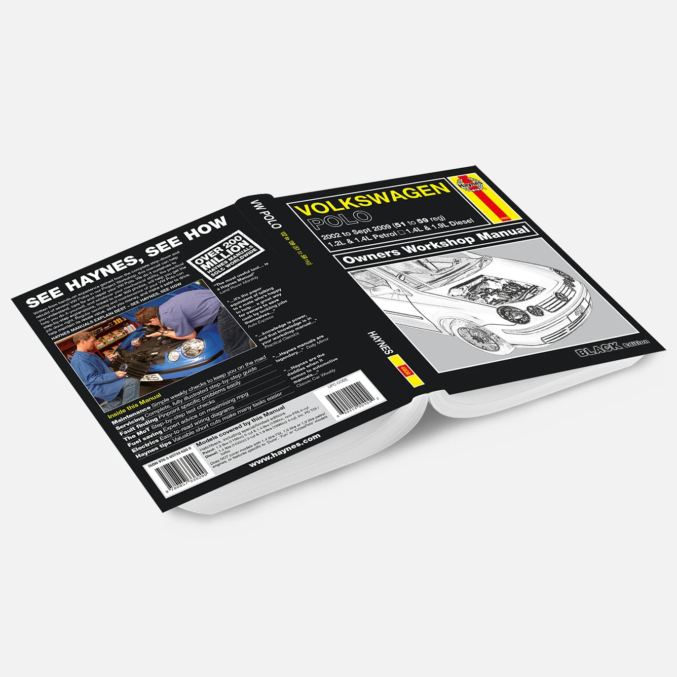 Haynes Volkswagen Polo workshop manual on a white background