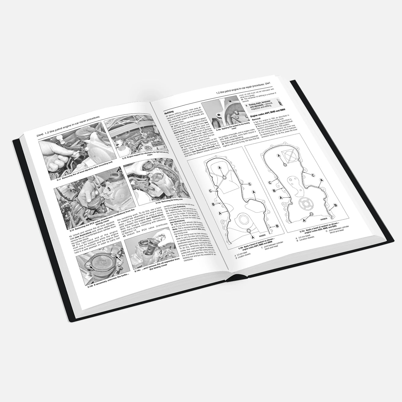 Open book with instructional content on a white background