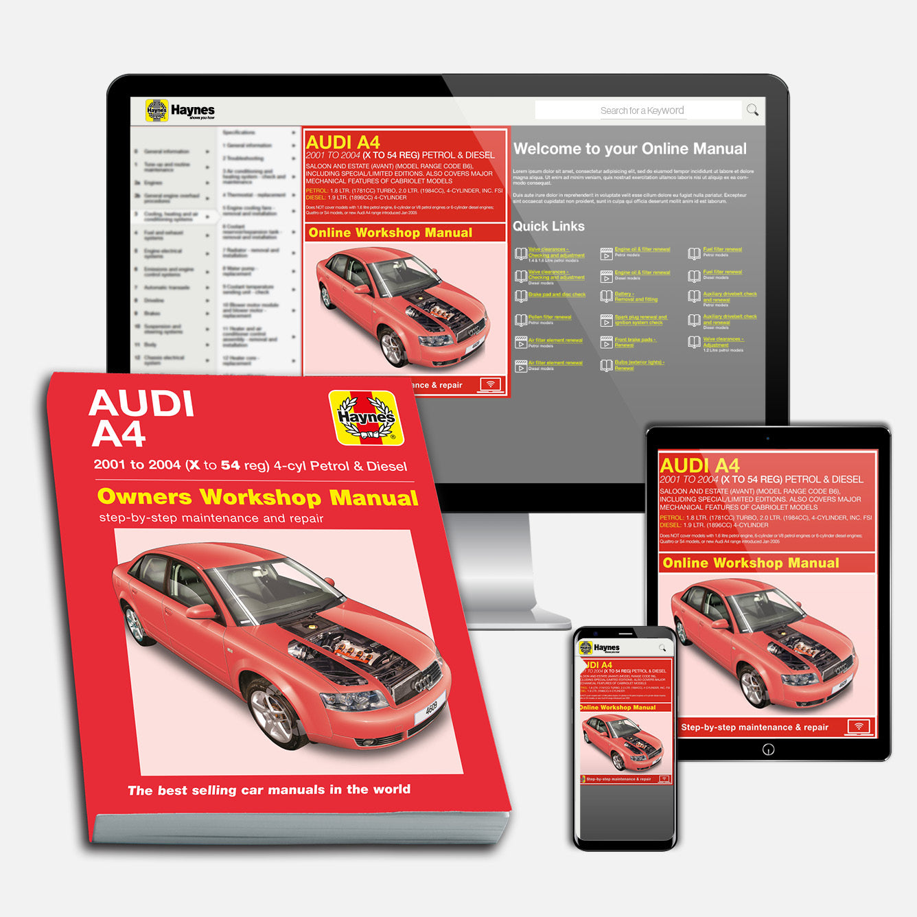 Audi A4 Petrol & Diesel (2001-2004) Haynes Repair Manual Bundle