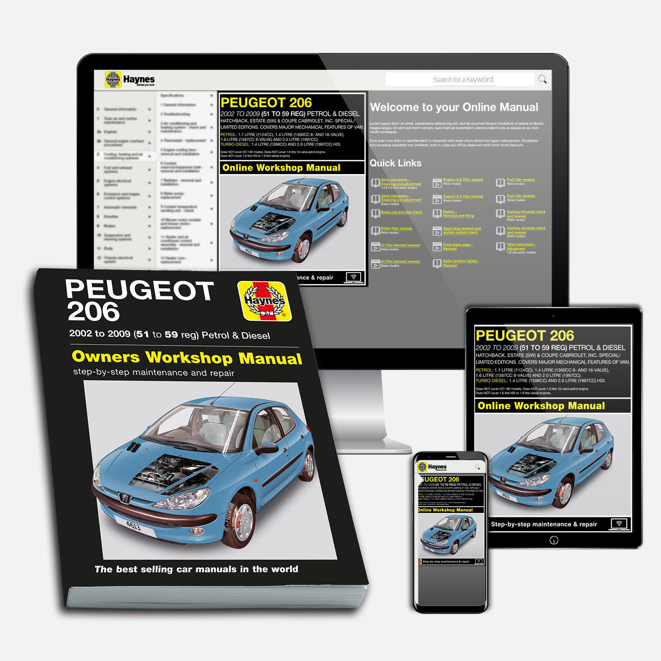 Peugeot 206 Petrol & Diesel (2002-2009) Haynes Repair Manual Bundle