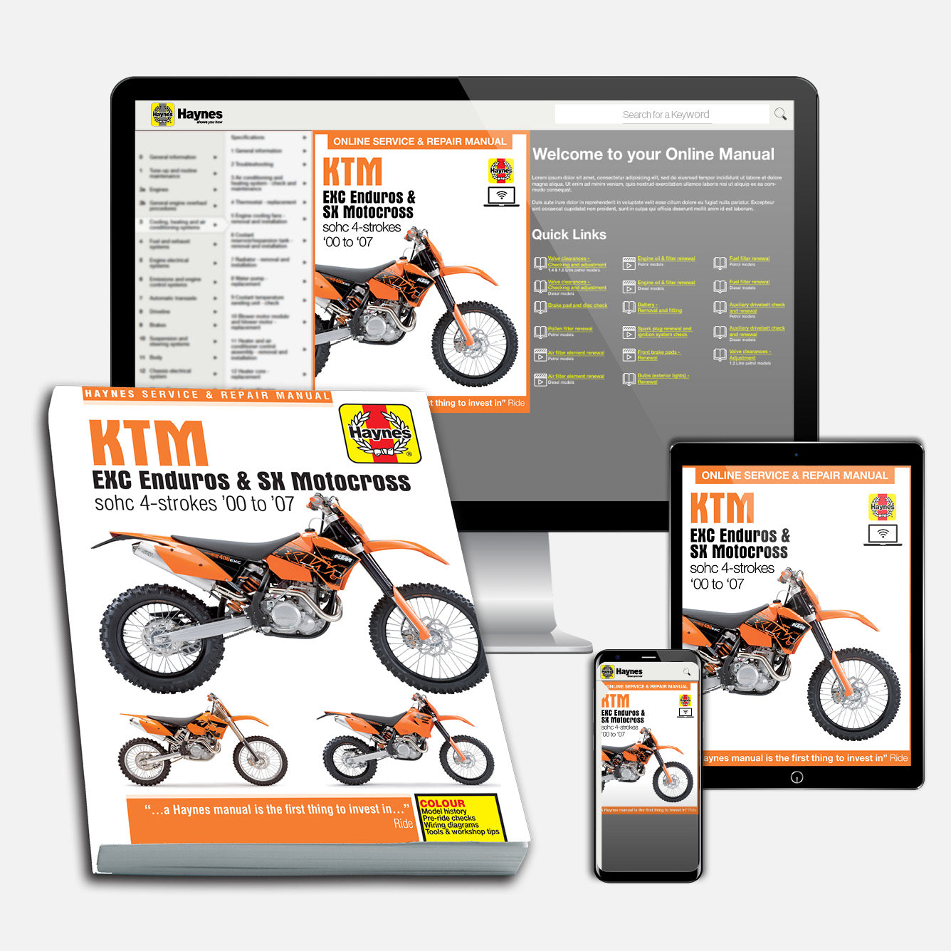 KTM EXC Enduro & SX Motocross (2000-2007) Haynes Repair Manual Bundle