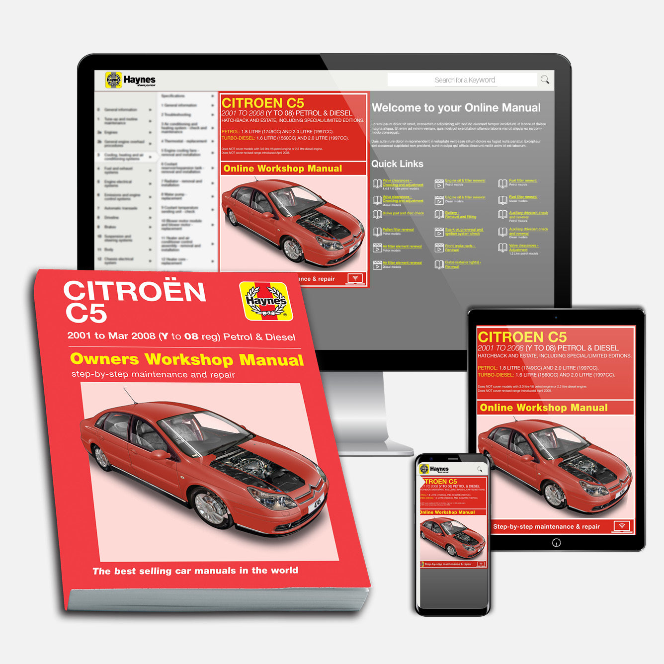 Citroen C5 Petrol & Diesel (2001-Mar 2008) Haynes Repair Manual Bundle