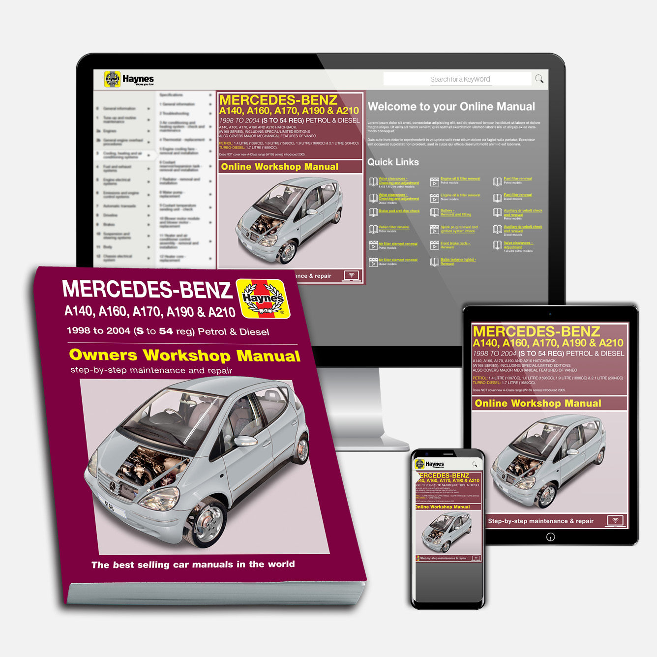 Mercedes-Benz A-Class Petrol & Diesel (1998-2004) Haynes Repair Manual Bundle