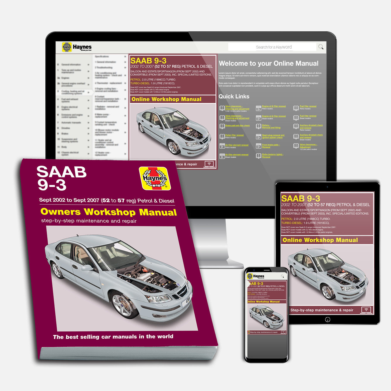 Saab 9-3 Petrol & Diesel (Sept 2002-Sept 2007) Haynes Repair Manual Bundle
