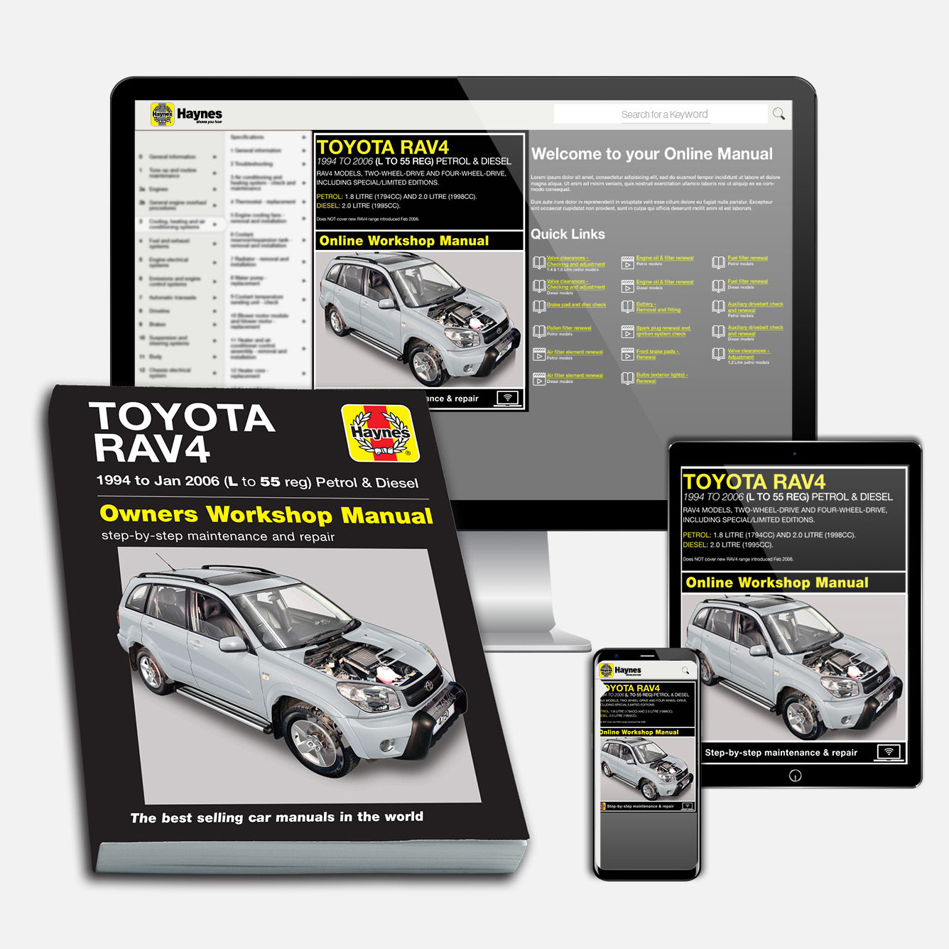 Toyota RAV4 Petrol & Diesel (1994-Jan 2006) Haynes Repair Manual Bundle