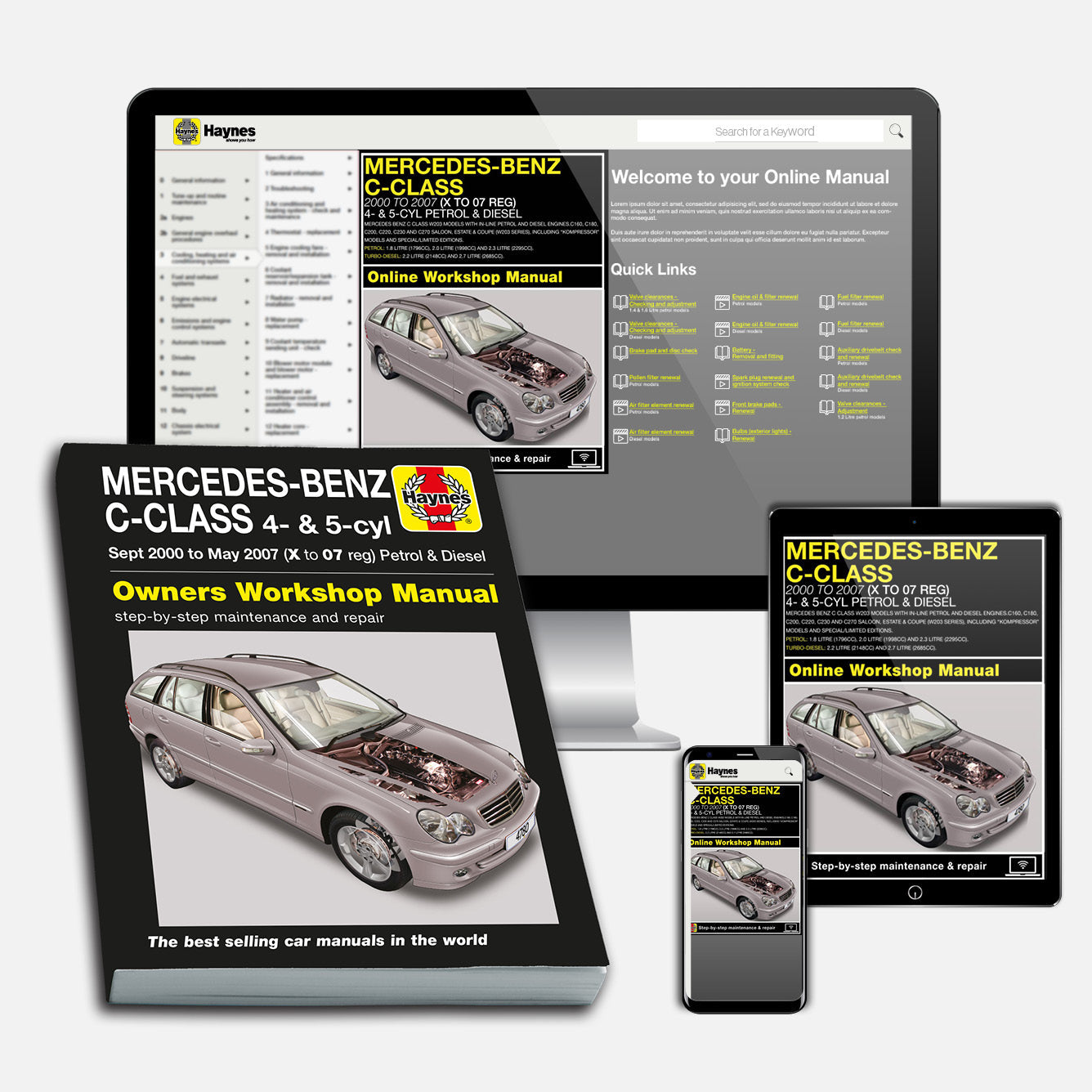 Mercedes-Benz C-Class Petrol & Diesel (Sept 2000-May 2007) Haynes Repair Manual Bundle