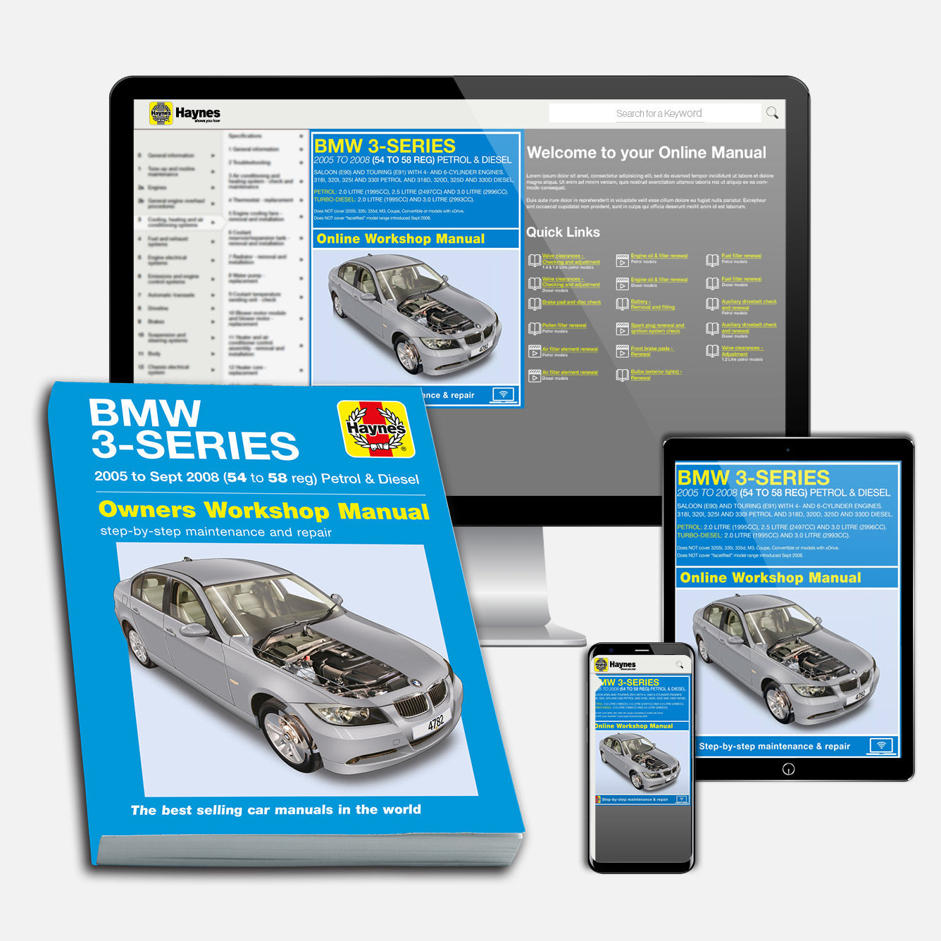 BMW 3-Series Petrol & Diesel (2005-Sept 2008) Haynes Repair Manual Bundle