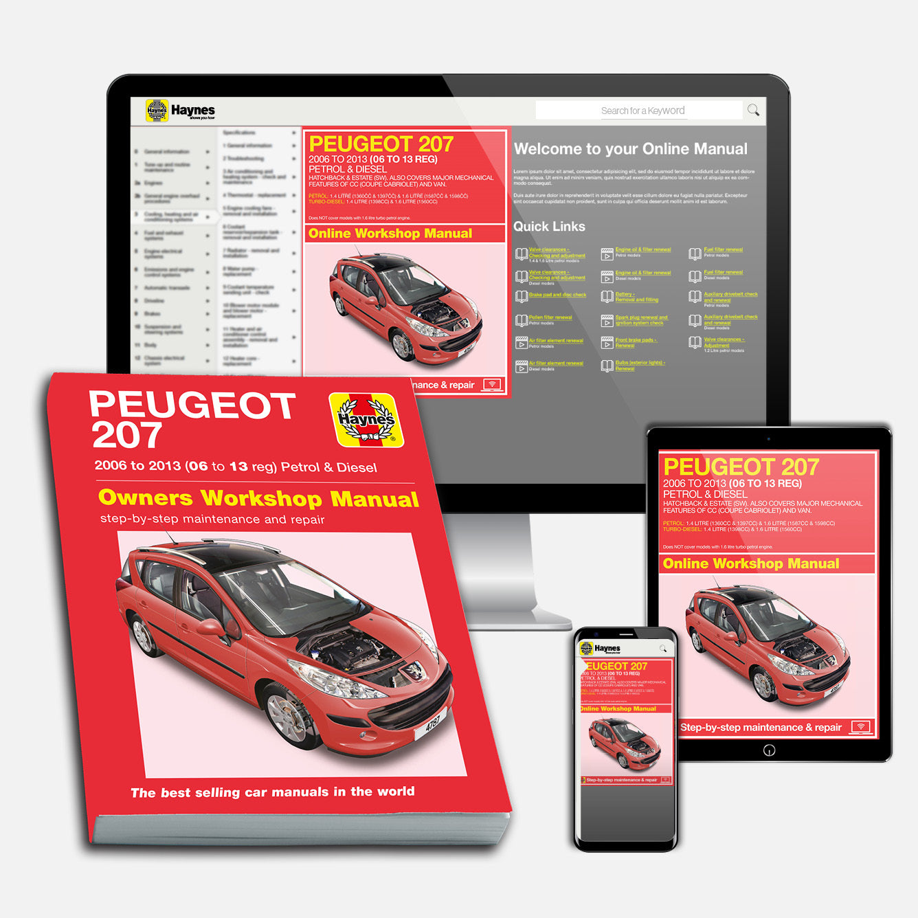Peugeot 207 Petrol & Diesel 2006-2013 Haynes Repair Manual Bundle