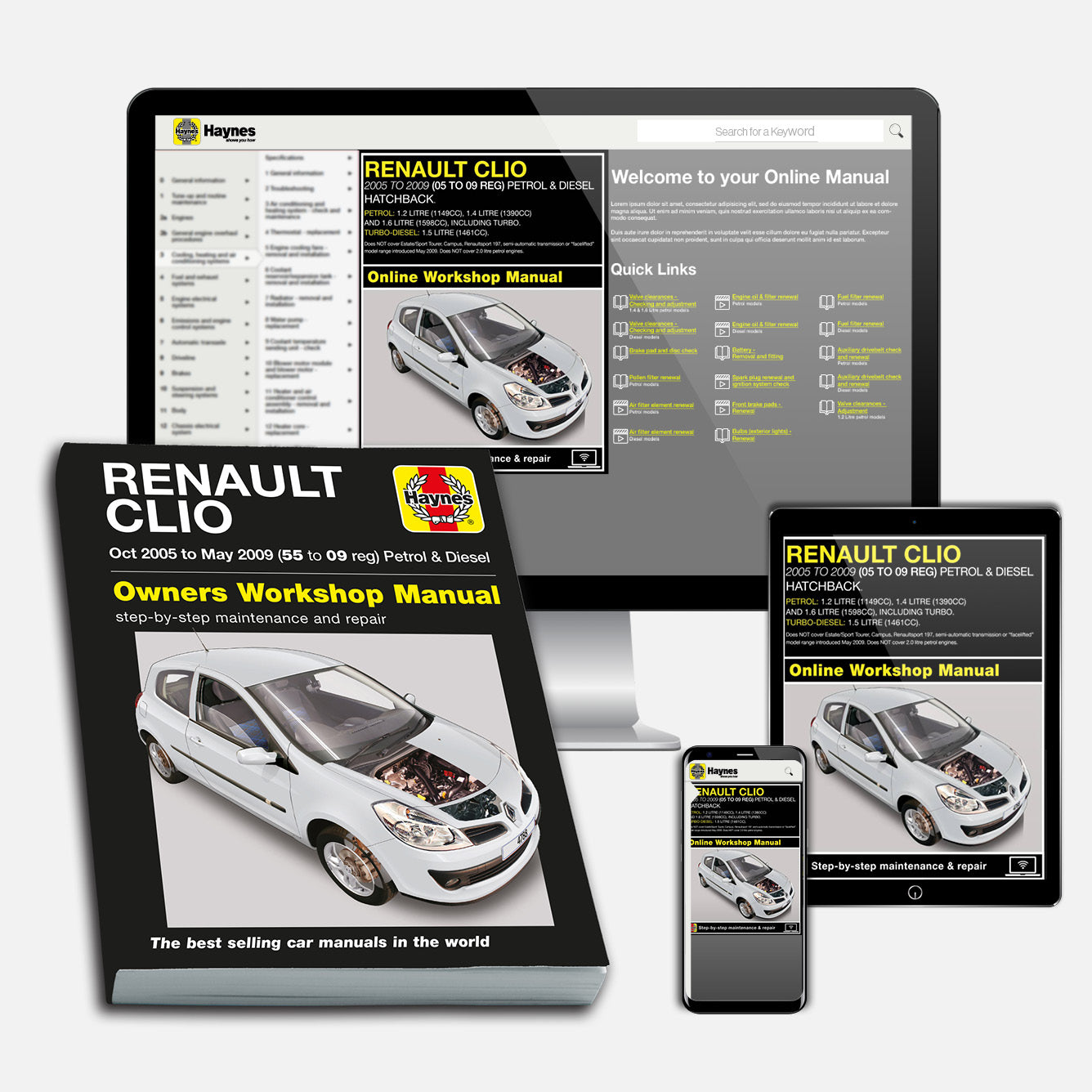 Renault Clio Petrol & Diesel (Oct 2005-May 2009) Haynes Repair Manual Bundle
