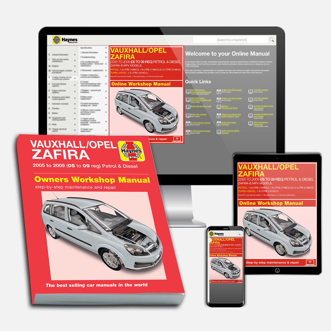Vauxhall/Opel Zafira Petrol & Diesel (2005-2009) Haynes Repair Manual Bundle